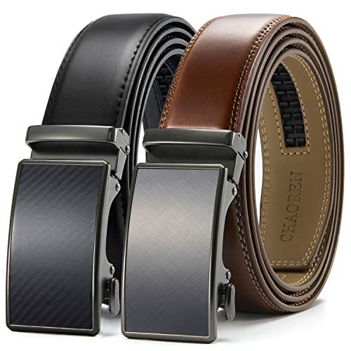 CHAOREN Ratchet Belts for Men 2 Pack - Mens Belt Leather 1 3/8' in Gift Set Box - Meet Almost Any Occasion and Outfit