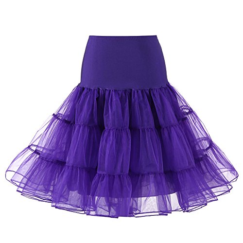 Women High Waist Pleated Tutu Skirt Short Vintage Elastic Waist Tulle Petticoat Skirt Ballet Bubble Tutu Purple