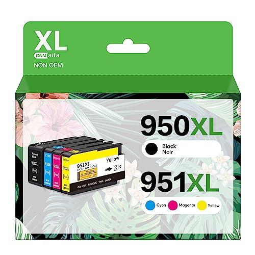 DAM aila 950XL 951XL Combo Compatible for HP 950 XL 951 XL Ink Cartridge Replacement for HP OfficeJet Pro 8600 8610 8620 8100 8630 8660 8640 8615 76DW 251DW (1 Black, 1 Cyan, 1 Magenta, 1 Yellow)