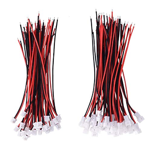 Letool 30 Pairs JST 1.25mm 2 Pin Micro Male Female Connector Plug with Red Black Wire Cable 80mm