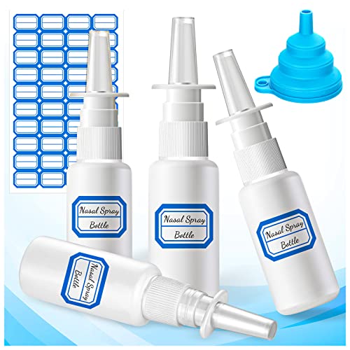 ZHWKMYP 6 Pcs Nasal Spray Bottle, Small Premium Empty Nose Spray Bottle Refillable, Fine Mist Sprayers Atomizers with Funnels and Labels