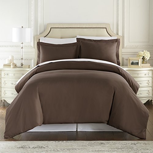 HC COLLECTION Duvet Cover - Brown Queen Size Duvet Cover - 3 Piece Soft Breathable Microfiber Duvet Cover Set with Zipper Closure & 2 Pillow Shams