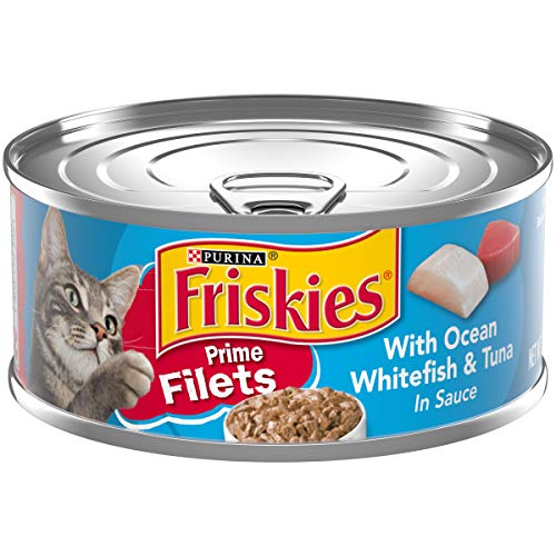 Purina Friskies Wet Cat Food, Prime Filets With Ocean Whitefish & Tuna in Sauce - (Pack of 24) 5.5 oz. Cans
