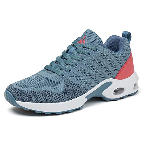 Mishansha Women's Casual Running Shoes Ultra Lightweight Knitted Sneakers Breathable Athletic Walking Shoes Jogging Gym Tennis Blue 8