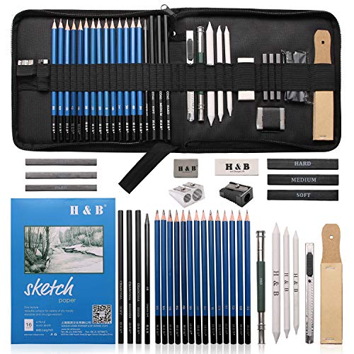 AONLSKH Sketching and Drawing Pencils Set-35pcs,Art Supplies Drawing Kit,Graphite Charcoal Professional Pencils Set, Kids & Adults (35PCS)