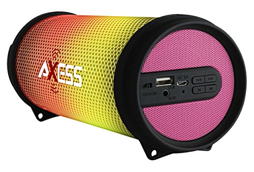 AXESS SPBL1043 Mini Portable Bluetooth Hi-Fi Bluetooth Speaker with Dancing LED Lights, Pink