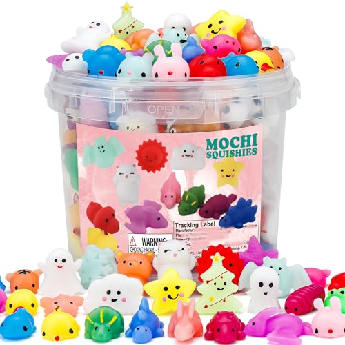 100 PCS Mochi Squishy Toys,Party Favors for Kids,Kawaii Squishies Stress Reliever Anxiety Toys, for Birthday, Halloween, Easter, Christmas,Classroom Prizes and Any Party Favor Sets
