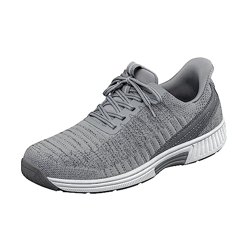 Orthofeet Men's Orthopedic Grey Knit Yari Hands-Free Sneakers, Size 10 Wide