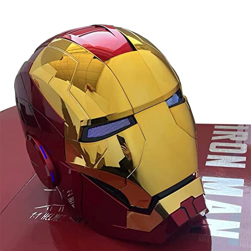 YONTYEQ Iron-man MK 5 Helmet - Electronic Open/Close, Voice Activated with LED Eyes - Iron-man Mask Costume 1:1 Model Statue Kids Toy for Birthday Christmas Gift