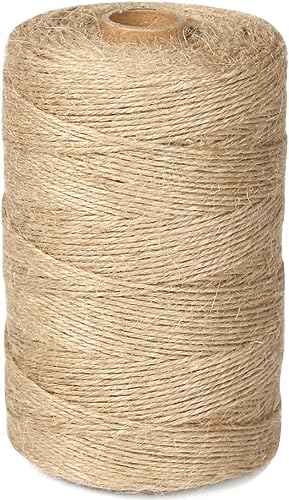PerkHomy 1100 Feet Jute Twine String 2mm Natural Thin Twine for Crafts Gardening Garden Plant Gift Wrapping Art Decoration Packing Material Christmas Twine Bulk Heavy-Duty (1100FT * 2mm * 3 ply)
