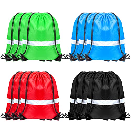 GoodtoU Drawstring Backpack Bags 12 Pcs Reflective Drawstring Backpack Cinch Bag Gym Drawstring Bags Bulk