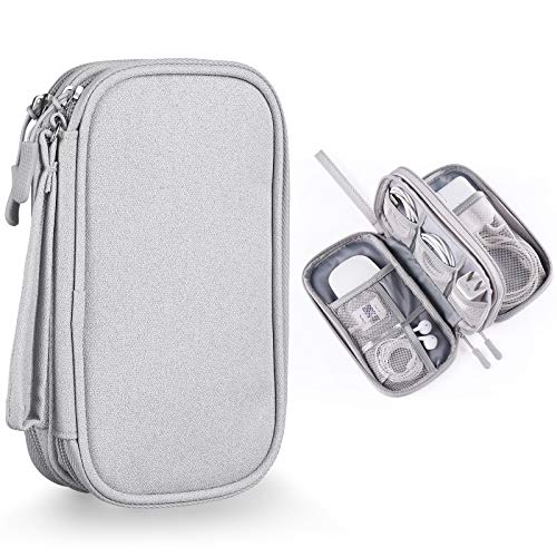 Bevegekos Small Cable Organizer Bag, Charger Organizer Case Pouch for Travel Accessories & Electronics (Small, Light Grey)