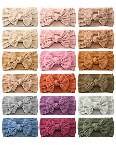 jollybows 18pcs Baby Nylon Headbands Hair Bow Elastics Hairbands Hair Accessories for Baby Girls Newborn Infant Toddlers Kids…