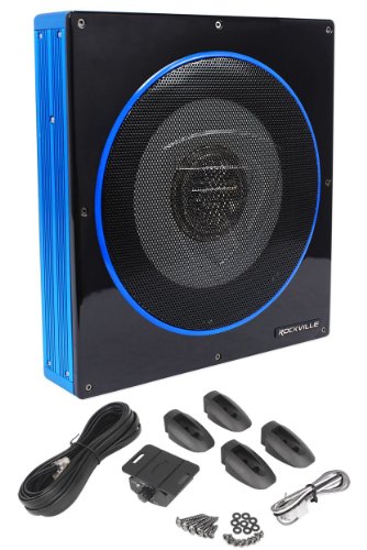 Rockville RW10CA 10' 800 Watt Slim Low Profile Active Powered Car Subwoofer Sub, Black