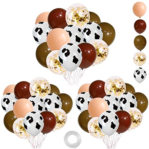 95 Pcs Cow Balloons, 12”Brown Blush Neutral Cow Print Balloon Confetti Helium Latex Balloons for Birthday, Baby Shower, Cow Print Party, Cowboy CowGirl Rodeo Party, Farm Party Decorations Supplies
