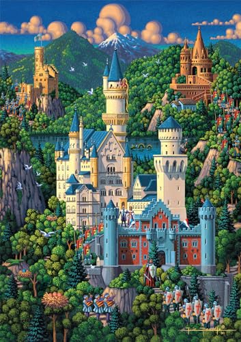 Buffalo Games - Dowdle - Neuschwanstein Castle - 300 Large Piece Jigsaw Puzzle for Adults Challenging Puzzle Perfect for Game Nights - Finished Size 21.25 x 15.00