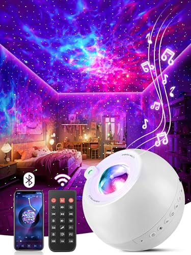 PIKOY Star Projector,15 Colors Star Projector Galaxy Light Projector,15 White Noise Galaxy Projector for Bedroom,Bluetooth Speaker Star Lights for Ceiling Projector,Star Light Projector,Galaxy Lamp