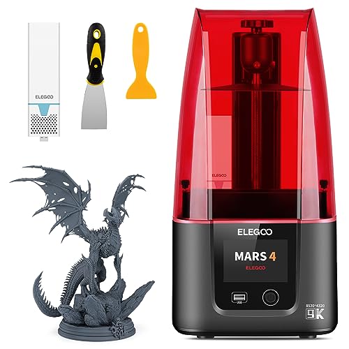 ELEGOO Mars 4 Resin 3D Printer with 7' 9K Monochrome LCD Screen COB UV Light Source and Screen Protector Printing Size 153.36mm*77.76mm*175mm