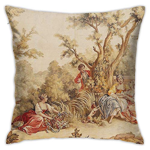 KIILA Aubusson Tapestry French 18Th Century Home Decorative Throw Pillow Cases Sofa Couch Cushion Throw Pillow Covers 18x18 Inch