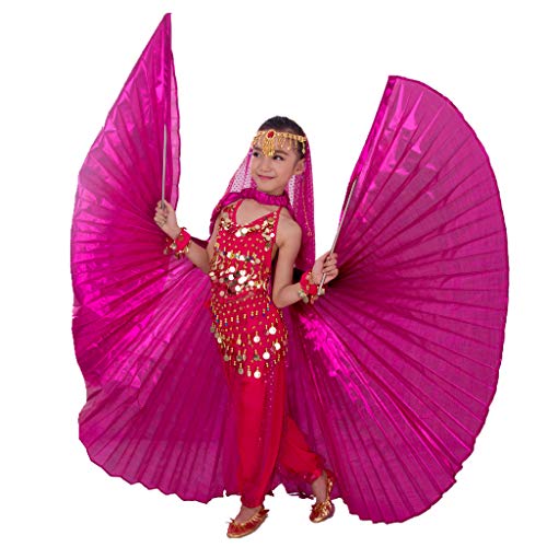 MUNAFIE Halloween Costumes Belly Dance Isis Wings for Children Kids Hot Red(Wings+Stick+Bag)