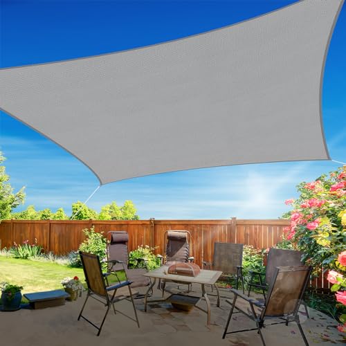 RoomHacks 10'x13' Sun Shade Sail, UV Protection Outdoor Shade, Curved Tear Resistant Heavy Duty Sun Shade for Patio Garden, Backyard, Deck, Car Port, Playground, (Grey)