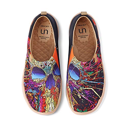 UIN Women's Lightweight Slip Ons Comfort Walking Flats Casual Art Painted Travel Shoes No Body (9.5)
