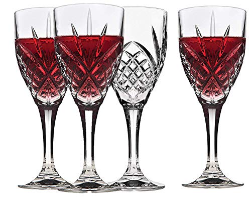 Godinger Wine Glasses, Stemmed Glass Goblets - Dublin Crystal, Set of 4, 10 fluid ounces