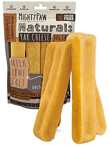 Mighty Paw Yak Cheese Dog Chews - All- Natural Treats - High Protein Treat with 68 Grams of Protein Per Chew - Delicious and Long Lasting - Odor Free with Limited Ingredients - Safe Puff Ball