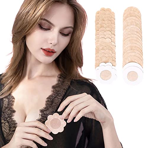 YILANFULL 20 Pairs Disposable Thin Nipple Breast Covers Stickers,Non-woven Bra Pasties Adhesive for Women Sexy (Beige)