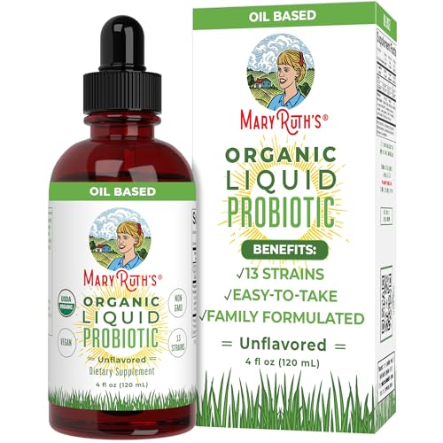 MaryRuth Organics USDA Organic Liquid Probiotic, Digestive Health, Gut Health, Probiotics for Women, Probiotics for Men, Probiotics for Kids, Acidophilus Probiotic, Vegan, Non-GMO, 40 Servings