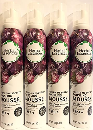 Herbal Essences Hair Mousse - Tousle Me Softly - Medium Hold (2) - Net Wt. 6.8 OZ (192 g) Per Can - Pack of 4 Cans