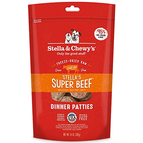Stella & Chewy's Freeze Dried Raw Dinner Patties – Grain Free Dog Food, Protein Rich Stella’s Super Beef Recipe – 14 oz Bag