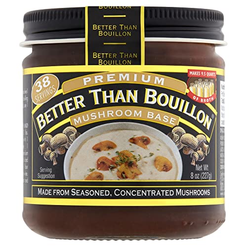 Better Than Bouillon Premium Mushroom Base, Made from Seasoned & Concentrated Mushrooms, Makes 9.5 Quarts of Broth, 38 Servings, 8 OZ (Pack of 1)