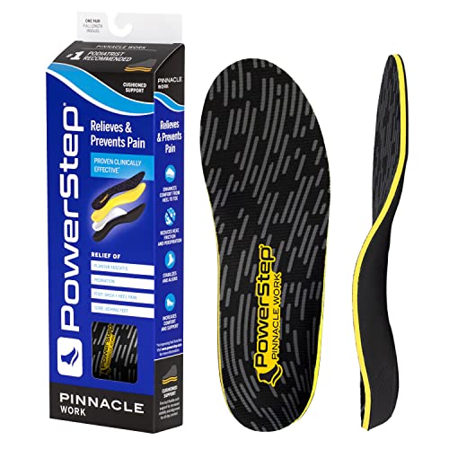 PowerStep Insoles, Pinnacle Work, Work Boot Arch Support, Insoles For Standing All Day, Arch Support Orthotic For Men