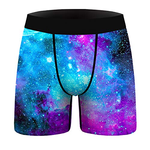 Ainuno Mens Novelty Underwear Funny Boxers Gag gifts for Men Cool Galaxy Underpants Blue Boxer Brieft Black Mid Rise Sexy Boxer Trunks Underwear Shorts Anime Cartoon Printed Graphic Cool Cooling