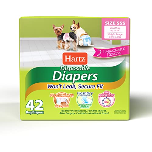 Hartz Disposable Dog Diapers, Size 3S 42 count, Comfortable & Secure Fit, Easy to Put On