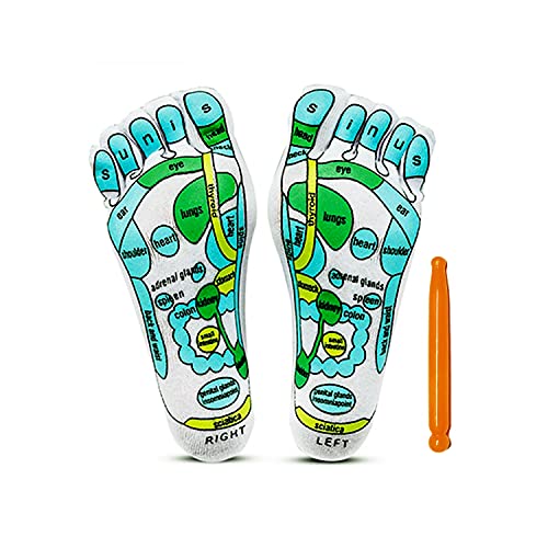 ATYUWZP Acupressure Reflexology Socks for Women and Men Foot Massage Socks Five Toe Separate Socks Cotton Reflexology Acupressure Charts in English Spanish Rod Included