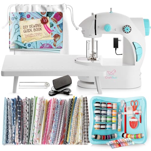 Mini Sewing Machine for Beginners, 122-Piece Portable Sewing Machine, Dual Speed Small Sewing Machine, Adults and Kids Sewing Machine, Travel Beginner Sewing Machines with Sewing Kit and Book, Blue