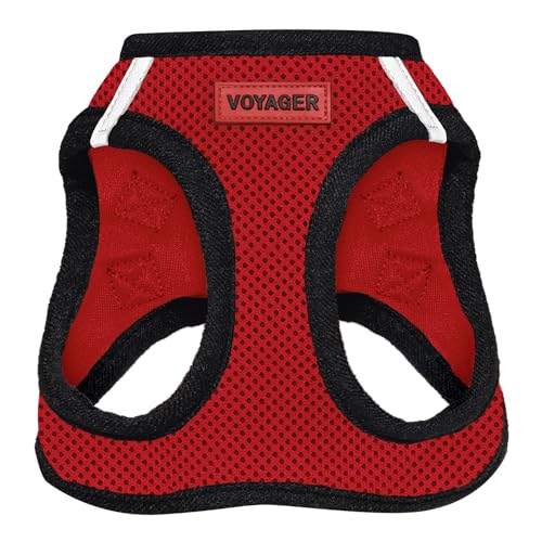 Voyager Step-in Air Dog Harness - All Weather Mesh Step in Vest Harness for Small and Medium Dogs and Cats by Best Pet Supplies - Harness (Red/Black Trim), S (Chest: 14.5-16')