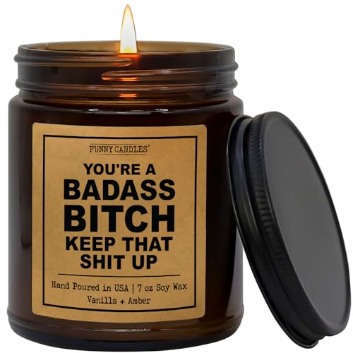 Badass Candle Gifts for Women | You're A Badass Bitch, Keep That Shit Up | Funny Candles for Women Adult Humor | Congratulations for Boss Bitch Friend | Birthday Gifts for Women Who Has Everything