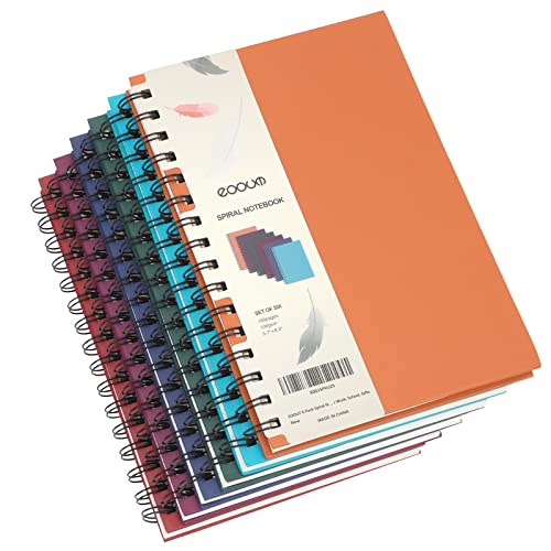 EOOUT 6pcs Hardcover Spiral Notebook, Spiral Journals, College Ruled, 5.5x8.5 Inches, 100GSM Thick Paper, Assorted Jewel Tone Colors, 160 Pages, for Work, School and Gifts