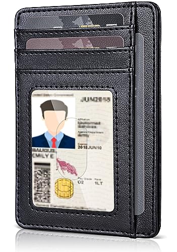 Teskyer Slim Wallet for Men, Minimalist Front Pocket RFID Blocking Leather Wallet Credit Card Holder for Men & Women