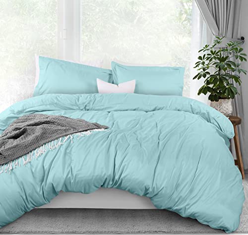 Utopia Bedding Duvet Cover Queen Size Set - 1 Duvet Cover with 2 Pillow Shams - 3 Pieces Comforter Cover with Zipper Closure - Ultra Soft Brushed Microfiber, 90 X 90 Inches (Queen, Spa Blue)