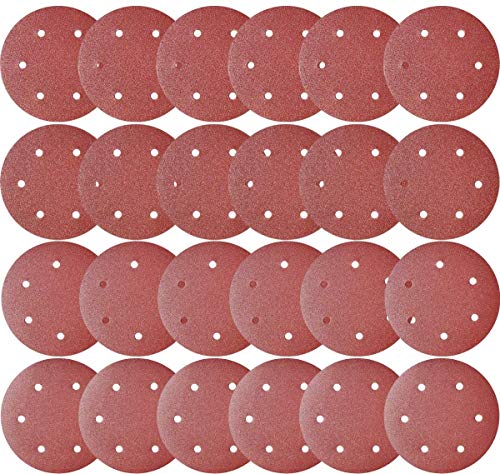 Tonmp 50 PCS 9 Inch 6 Hole Hook-and-Loop Sanding Discs for Drywall Sander -10 Each of 60 80 120 150 240 Grits Sander Paper