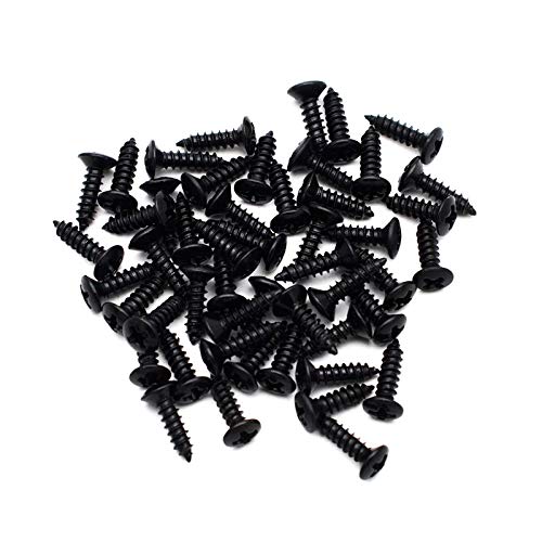 GETMusic 3MM Electric Guitar Bass Pickguard Screws Pick Guards Scratch Plate Mounting Screws for Fender Strat ST Tele TL Stratocaster Telecaster Gibson LP Les Paul SG Guitar Pack of 50 (Black)