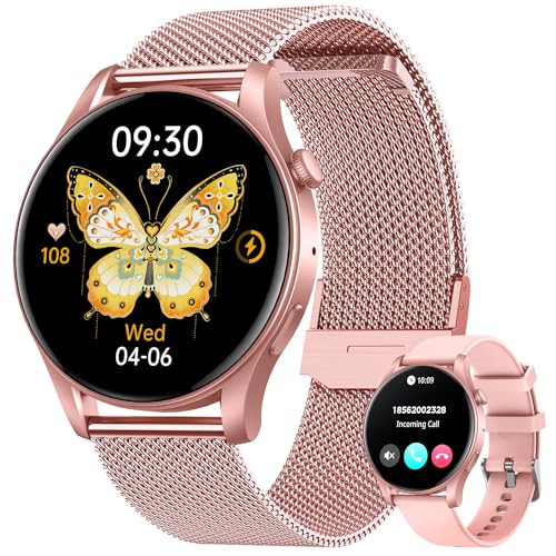 Smartwatch for Women Fitness Watch: 1.43' Amoled Touchscreen Smart Watch Answer/Make Call with Heart Rate Blood Pressure Sleep Monitor 100+ Sports Modes Fitness Tracker IP67 Waterproof for Android iOS