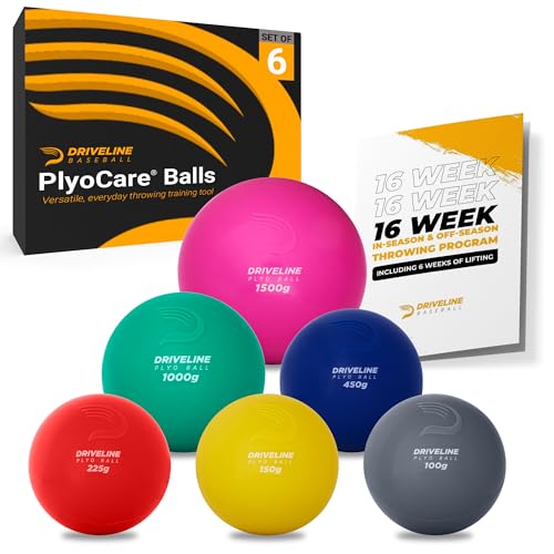 Driveline Baseball PlyoCare Balls - 6 Weighted and Durable Training Balls - Includes 16-Week Pitching Program - Plyo Balls for Baseball
