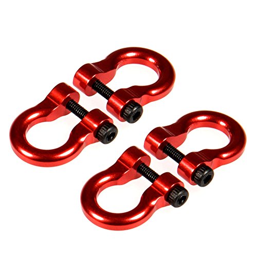 QUE-T 4 Pcs Aluminum Tow Shackle for 1/10 Scale TRX-4 Crawler Car (Red)