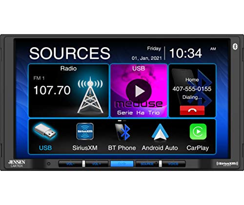 Jensen CAR710X 7” Mechless Multimedia Receiver with Apple CarPlay l Android Auto l SiriusXM-Ready l Built-in Bluetooth l 240 Watts MOSFET Power (60W x 4)