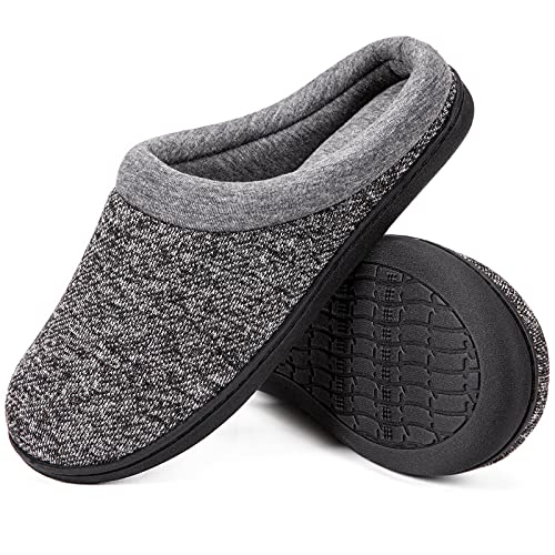 HomeTop Women's Comfort Slip On Memory Foam Slippers French Terry Lining House Slippers w/Durable Sole (9-10 M US, Space Black)
